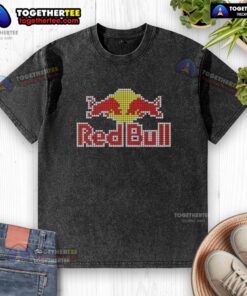 Original Red Bull 8-Bit Logo washed t-shirt featuring retro design and vibrant colors for casual wear.