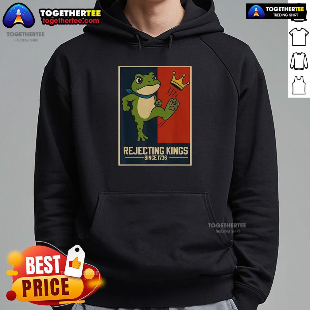 Original Rejecting Kings Since 1776 Portland Frog Hoodie Original Rejecting Kings Since 1776 Portland Frog Hoodie featuring a vibrant frog graphic and trendy design.