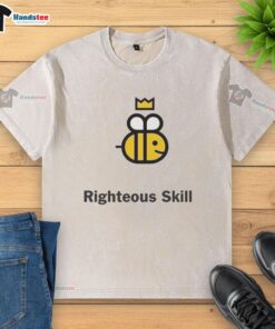 Original Righteous Skill logo on a washed t-shirt, featuring a stylish design perfect for casual wear.