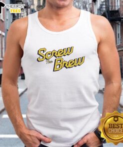 Original Screw The Brew Milwaukee Brewers tank top in navy blue, perfect for game day and showing team spirit.