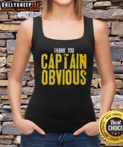 Original Thank You Captain Obvious Sarcastic Tank Top in black, perfect for humor lovers and casual wear.