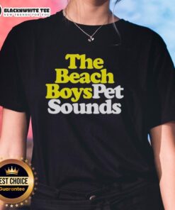 Original Beach Boys Pet Sounds ladies tee featuring iconic album art and vibrant colors for music fans and fashion lovers.