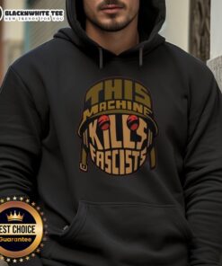 Alt Text: Original This Machine Kill Fascists hoodie featuring bold text design, symbolizing resistance and determination.