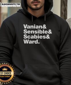Original Vanian Sensible Scabies and Ward Hoodie in black, showcasing a stylish design perfect for casual wear.