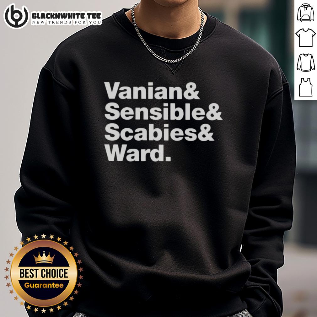Original Vanian Sensible Scabies And Ward Sweatshirt Alt Text: Original Vanian Sensible Scabies and Ward sweatshirt in stylish design, perfect for casual wear and unique fashion.