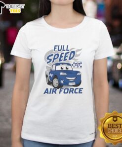 Alt Text: Original Vive La Fete Full Speed Air Force Falcons Ladies Tee in navy blue with stylish graphics for fans.
