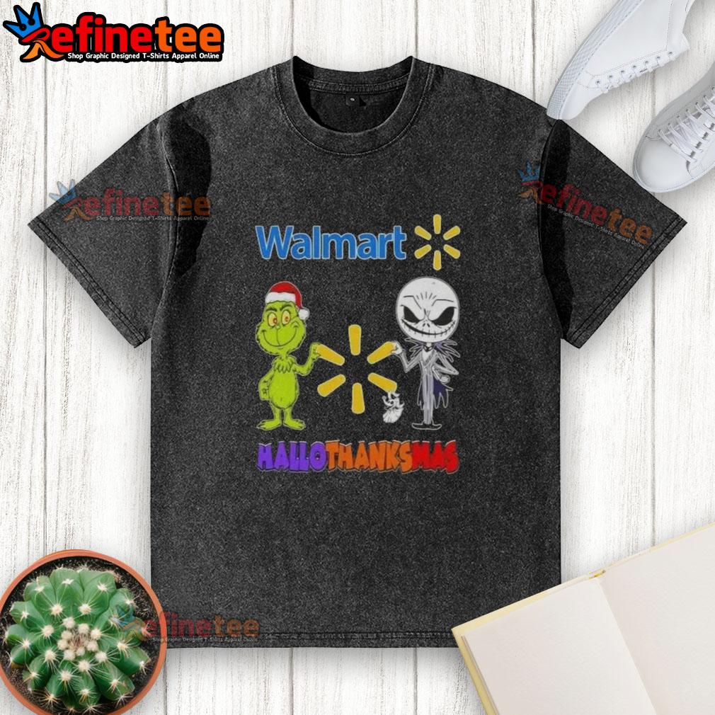 original-walmart-x-grinch-and-jack-skellington-friends-fist-bump-happy-hallothanksmas-washed-t-shirt Alt Text: Original Walmart X Grinch and Jack Skellington fist bump on a Happy Hallothanksmas washed t-shirt design.