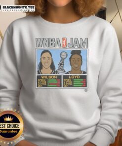 Original WNBA Jam Aces 2025 Champs sweatshirt featuring Wilson and Loyd, perfect for fans of women's basketball.