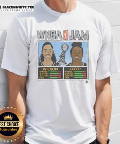 Original WNBA Jam Aces 2025 Champs T-Shirt featuring Wilson and Loyd, perfect for fans celebrating their victory.
