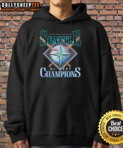 Alt Text: Premium 2025 Postseason Seattle Mariners AL West Champions Hoodie featuring team logo and vibrant colors.
