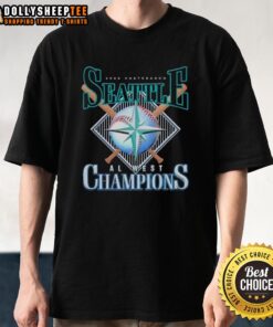 Premium 2025 Postseason Seattle Mariners AL West Champions T-Shirt featuring team colors and logo, perfect for fans.