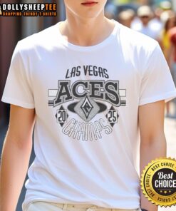 Alt Text: Premium 2025 WNBA Champs Las Vegas Aces T-Shirt featuring bold team logo and championship graphics.