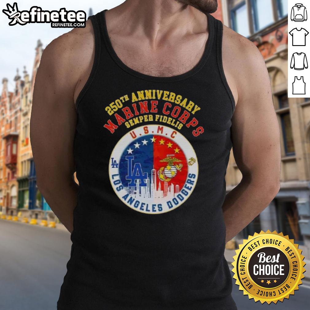 premium-250th-anniversary-marine-corps-semper-fidelis-u-s-m-c-los-angeles-dodgers-baseball-skyline-tank-top Alt Text: Premium 250th Anniversary Marine Corps Semper Fidelis U.S.M.C. tank top featuring Los Angeles Dodgers baseball skyline design.