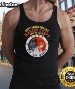 Premium 250th Anniversary Marine Corps Semper Fidelis U.S.M.C. New York Yankees baseball skyline tank top for women.