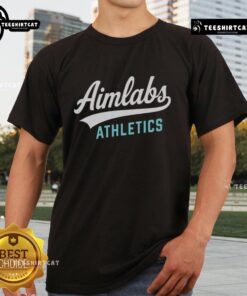 Alt Text: Premium Aimlabs Athletics logo t-shirt featuring bold branding, ideal for gamers and fitness enthusiasts.