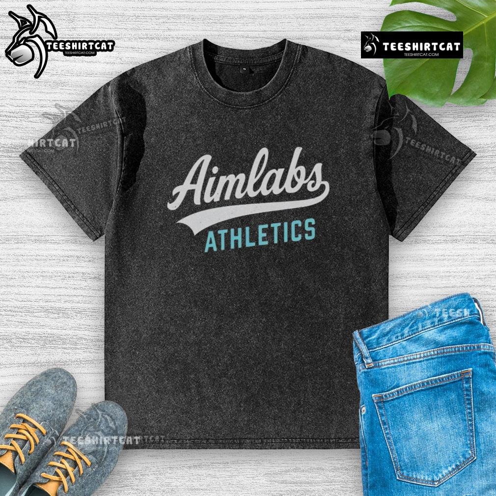 Premium Aimlabs Athletics Logo Washed T Shirt Premium Aimlabs Athletics logo on a washed t-shirt, showcasing a stylish and casual design for gamers and athletes.