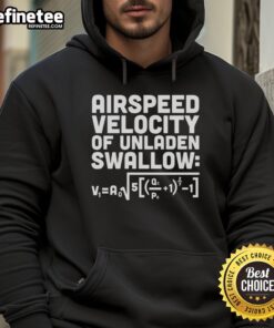 Premium airspeed velocity of an unladen swallow hoodie featuring a stylish design, perfect for fans of classic humor.