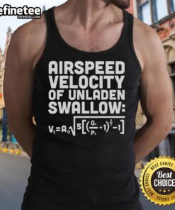 Premium Airspeed Velocity of an Unladen Swallow tank top featuring a humorous graphic design and comfortable fit.
