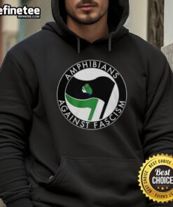 Premium Amphibians Against Fascism hoodie featuring a vibrant frog flag design, perfect for eco-conscious activism.