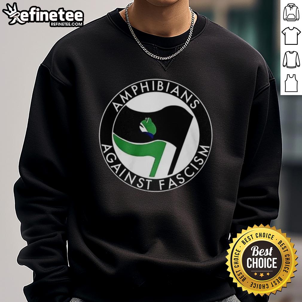 premium-amphibians-against-fascism-frog-flag-sweatshirt Premium Amphibians Against Fascism Frog Flag Sweatshirt featuring a vibrant frog design and bold anti-fascism message.