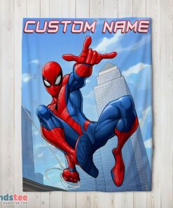 Premium Awesome Spider Man City Swing Blanket Fleece Customized Blanket