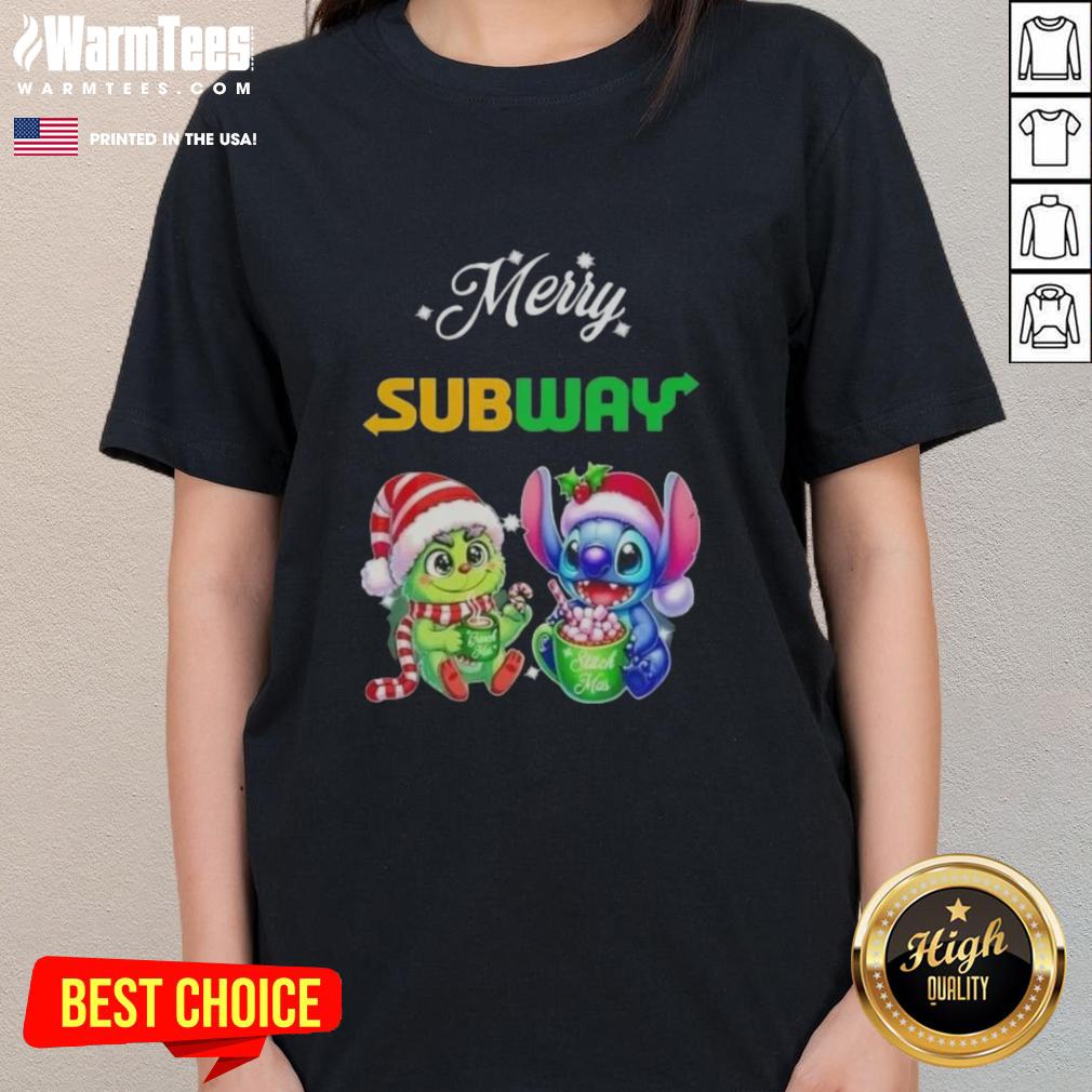 premium-baby-grinch-and-stitch-x-subway-merry-christmas-ladies-tee Premium Baby Grinch and Stitch X Subway Merry Christmas ladies tee featuring vibrant graphics and festive design.