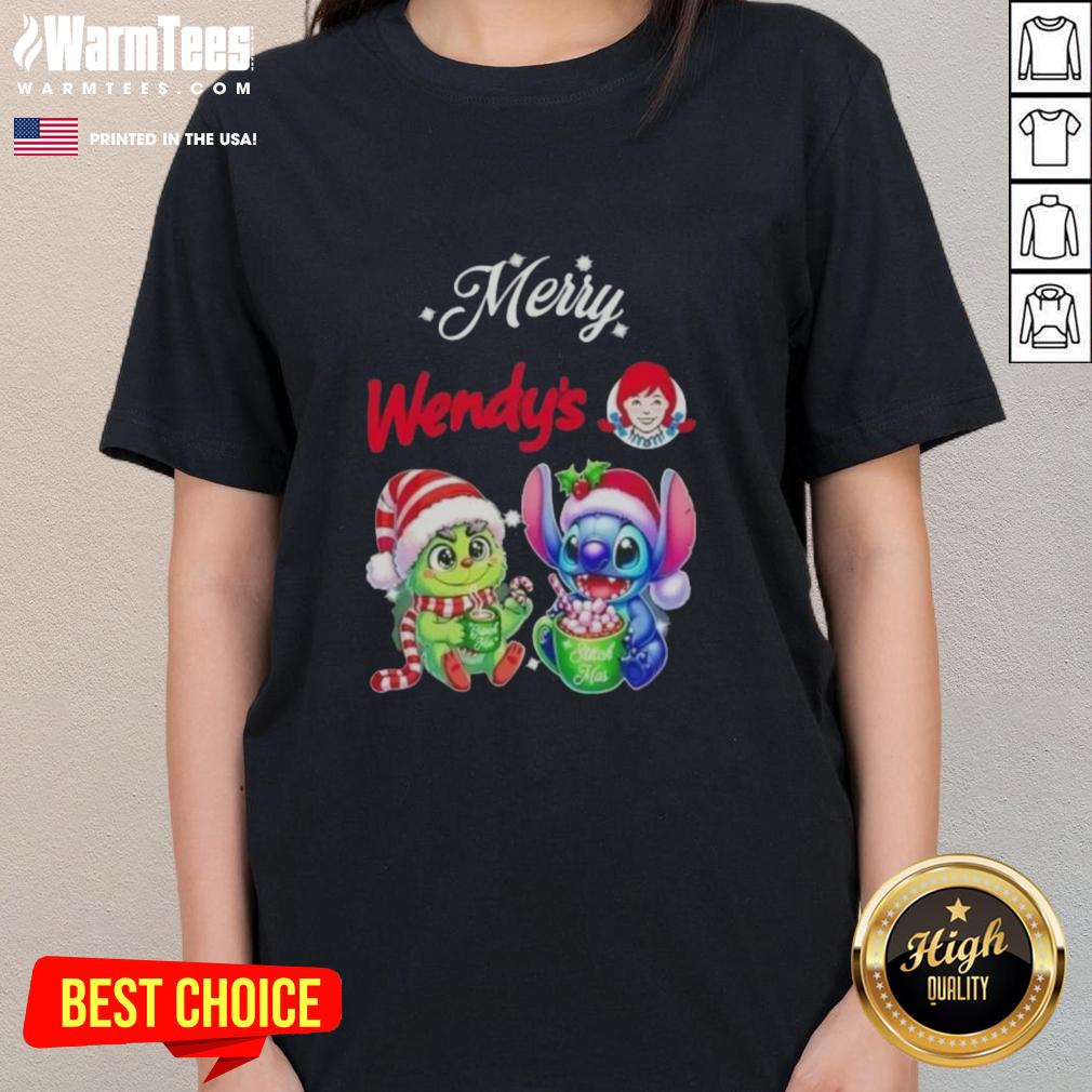 premium-baby-grinch-and-stitch-x-wendys-merry-christmas-ladies-tee Premium Baby Grinch and Stitch x Wendy's Merry Christmas ladies tee, featuring festive designs perfect for holiday wear.