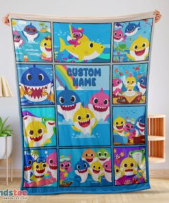 Hot Baby Shark Family & Friends Collage Blanket Fleece Customized Blanket