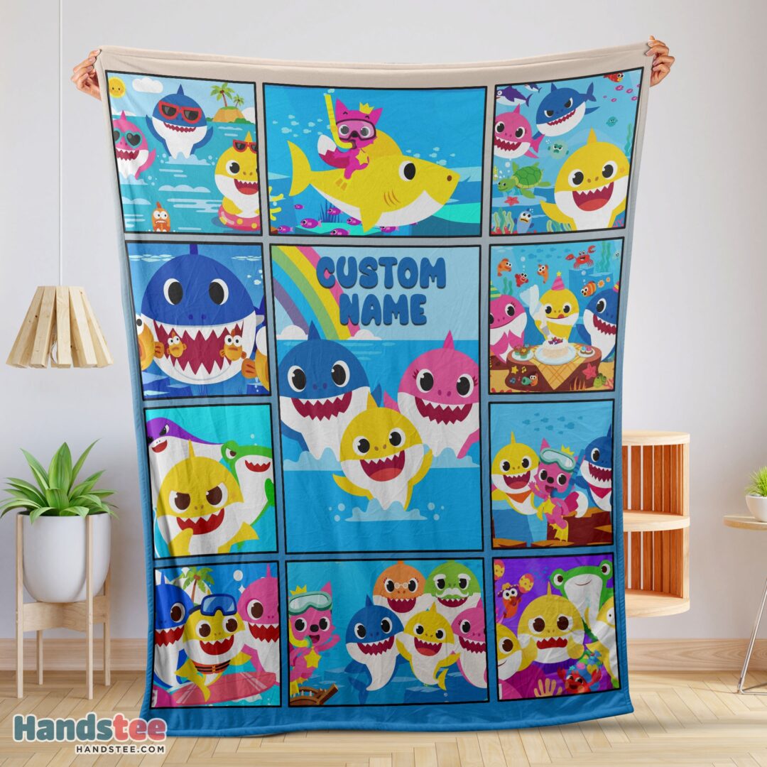 premium-baby-shark-family-friends-collage-blanket-fleece-customized-blanket-mk-01 Hot Baby Shark Family & Friends Collage Blanket Fleece Customized Blanket