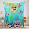 Premium Baby Shark & Friends Poster Yellow Text Blanket Fleece Customized Blanket