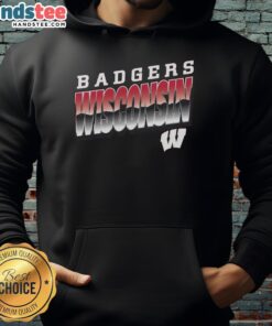 Premium Badgers Wisconsin polished hoodie in red with logo, perfect for fans and casual wear.