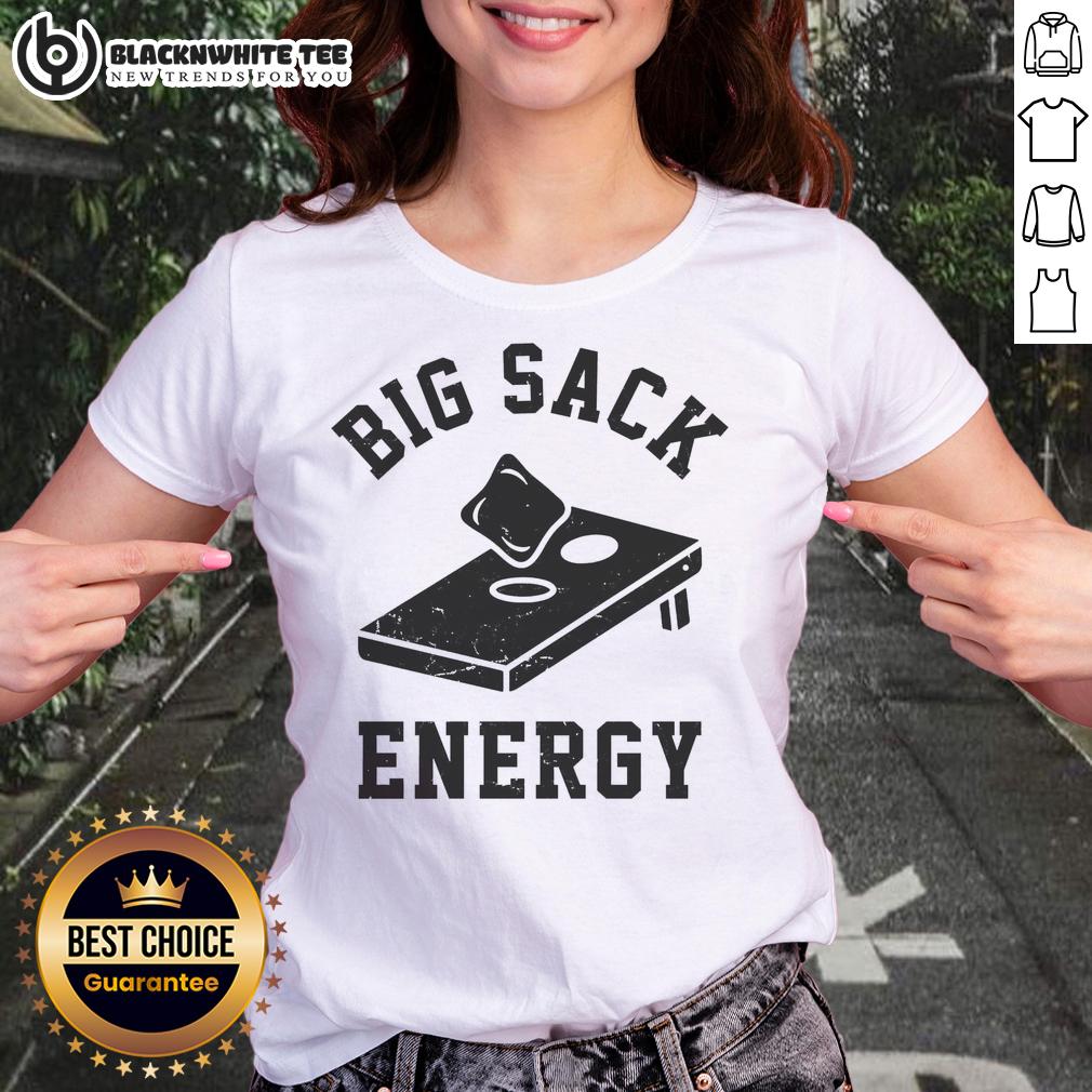 Premium Big Sack Energy Cornhole Ladies Tee Alt Text: Premium Big Sack Energy Cornhole Ladies Tee in vibrant colors, perfect for cornhole enthusiasts and casual wear.