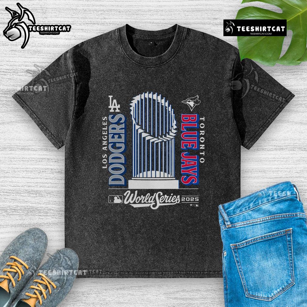 Premium Blue Jays 2025 World Series Match Up Washed T Shirt Premium Blue Jays 2025 World Series Match-Up washed t-shirt featuring vibrant team graphics and a comfortable fit.