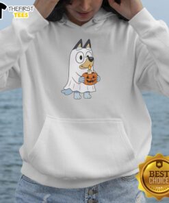 Premium Bluey Halloween Ghost hoodie featuring Bluey pumpkin cartoon design, perfect for festive celebrations.