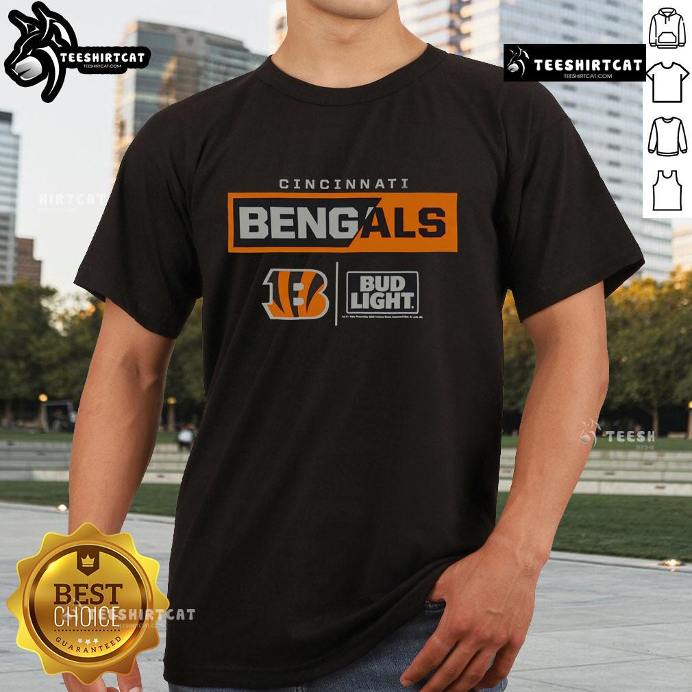 Premium Bud Light Cincinnati Bengals Team T Shirt Alt Text: Premium Bud Light Cincinnati Bengals Team T-Shirt featuring vibrant team colors and logo, perfect for game day.
