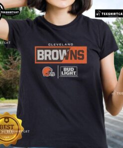 Premium Bud Light Cleveland Browns Team Ladies Tee with vibrant team logo, perfect for fans and game day attire.