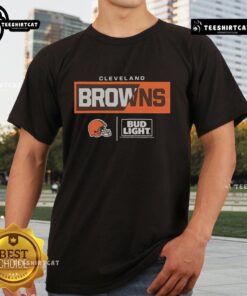 Premium Bud Light Cleveland Browns Team T-Shirt featuring team colors and logo, perfect for fans and game day attire.