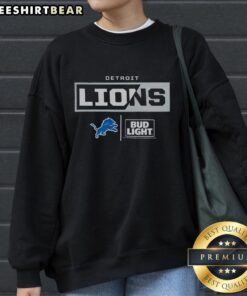 Premium Bud Light Detroit Lions team sweatshirt in navy blue, featuring the team's logo and comfortable design.