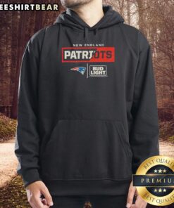 Alt Text: Premium Bud Light New England Patriots team hoodie featuring vibrant colors and official logo for fans.
