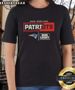 Premium Bud Light New England Patriots team ladies tee featuring vibrant team colors and stylish design for fans.
