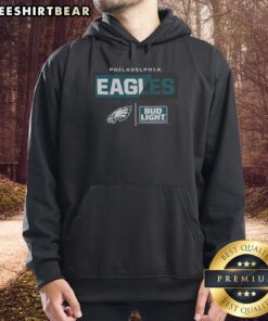 Alt Text: Premium Bud Light Philadelphia Eagles team hoodie featuring vibrant colors and logo for fans and sports enthusiasts.