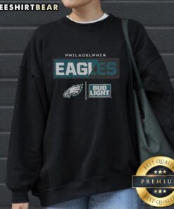 Premium Bud Light Philadelphia Eagles team sweatshirt featuring vibrant team colors and logo, perfect for game day.