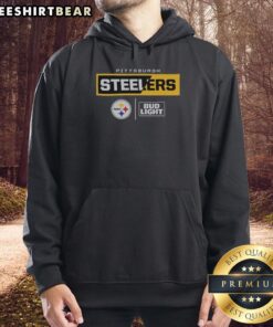 Alt Text: Premium Bud Light Pittsburgh Steelers team hoodie featuring bold logo and stylish design, perfect for fans.