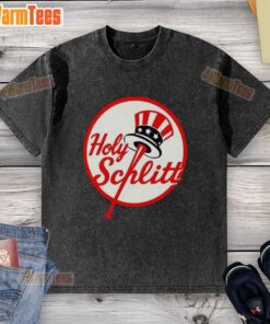 Premium Cam Schlittler Holy Schlitt New York Yankees logo parody washed t-shirt featuring a unique, stylish design.