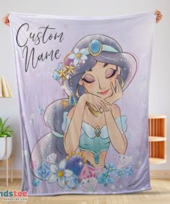 Premium Cartoon Disney Aladdin Jasmine Princess Blanket Fleece Customized Blanket