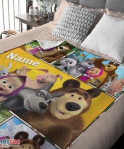 Premium Cartoon Marsha And The Bear Family Cute Blanket Fleece Customized Blanket - Image 4
