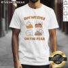 Premium cartoon pumpkin pie, pecan pie, lemon meringue pie, and apple pie T-shirt design for dessert lovers.