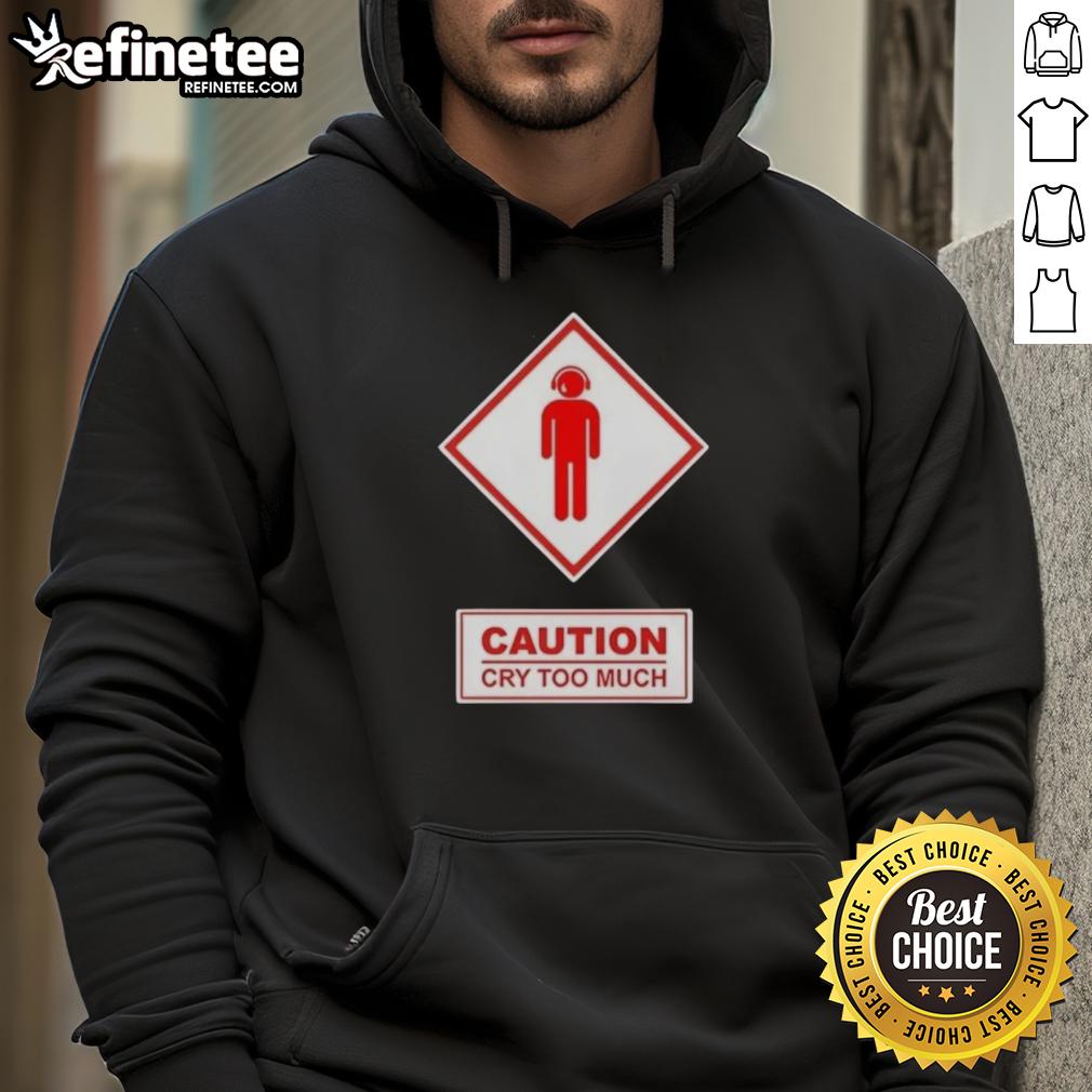 premium-caution-cry-too-much-hoodie Premium Caution Cry Too Much Hoodie in black, featuring bold text design, perfect for casual streetwear style.