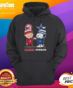 Premium Charlie Brown and Snoopy Alabama Crimson Tide x Dallas Cowboys hoodie featuring iconic characters and team logos.