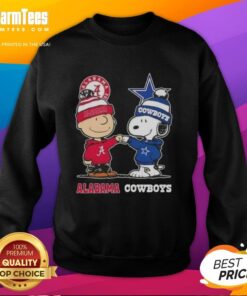 Premium Charlie Brown and Snoopy Alabama Crimson Tide x Dallas Cowboys sweatshirt featuring vibrant graphics.